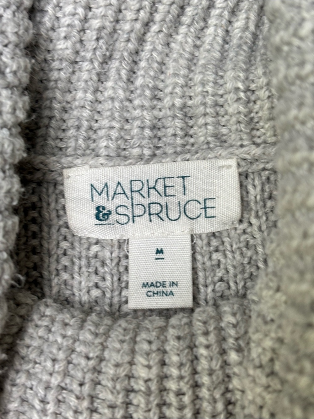 Market & Spruce Gray Chunky Knit Cowl Neck Sweater Cozy Oversized Thumbhole M - Picture 4 of 11
